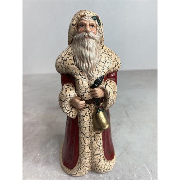 Vintage Old World Santa With Bell Ceramic Handmade - Picture 1 of 10